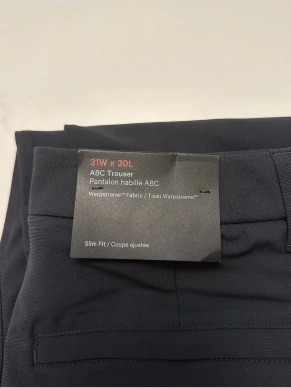 NWT Lululemon ABC Slim-Fit Trouser 30L *Warpstreme in Obsidian